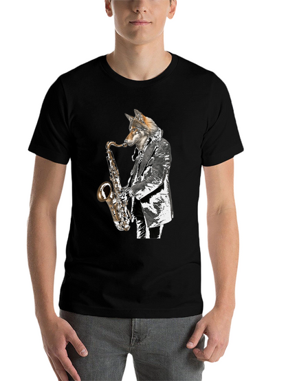 Cool Wolf Saxophone Player Graphic T-Shirt