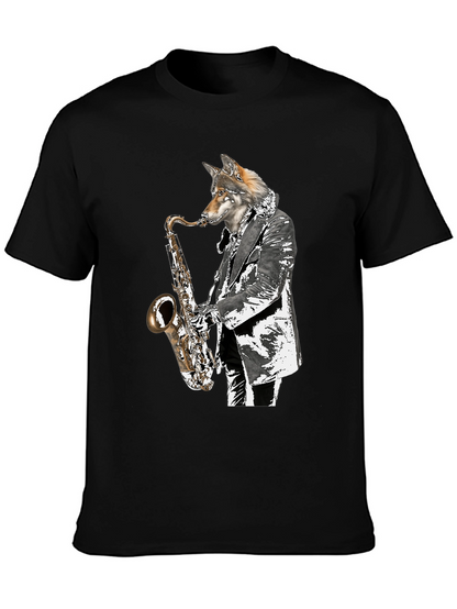 Cool Wolf Saxophone Player Graphic T-Shirt
