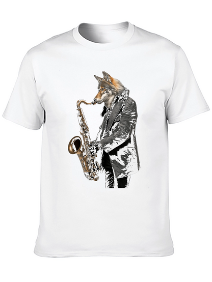 Cool Wolf Saxophone Player Graphic T-Shirt