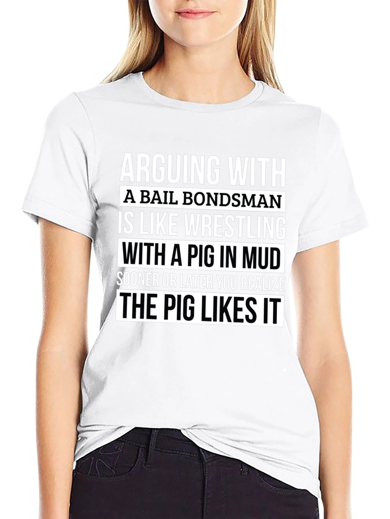 Bail Bondsman Pig Wrestling T-Shirt Funny Tee