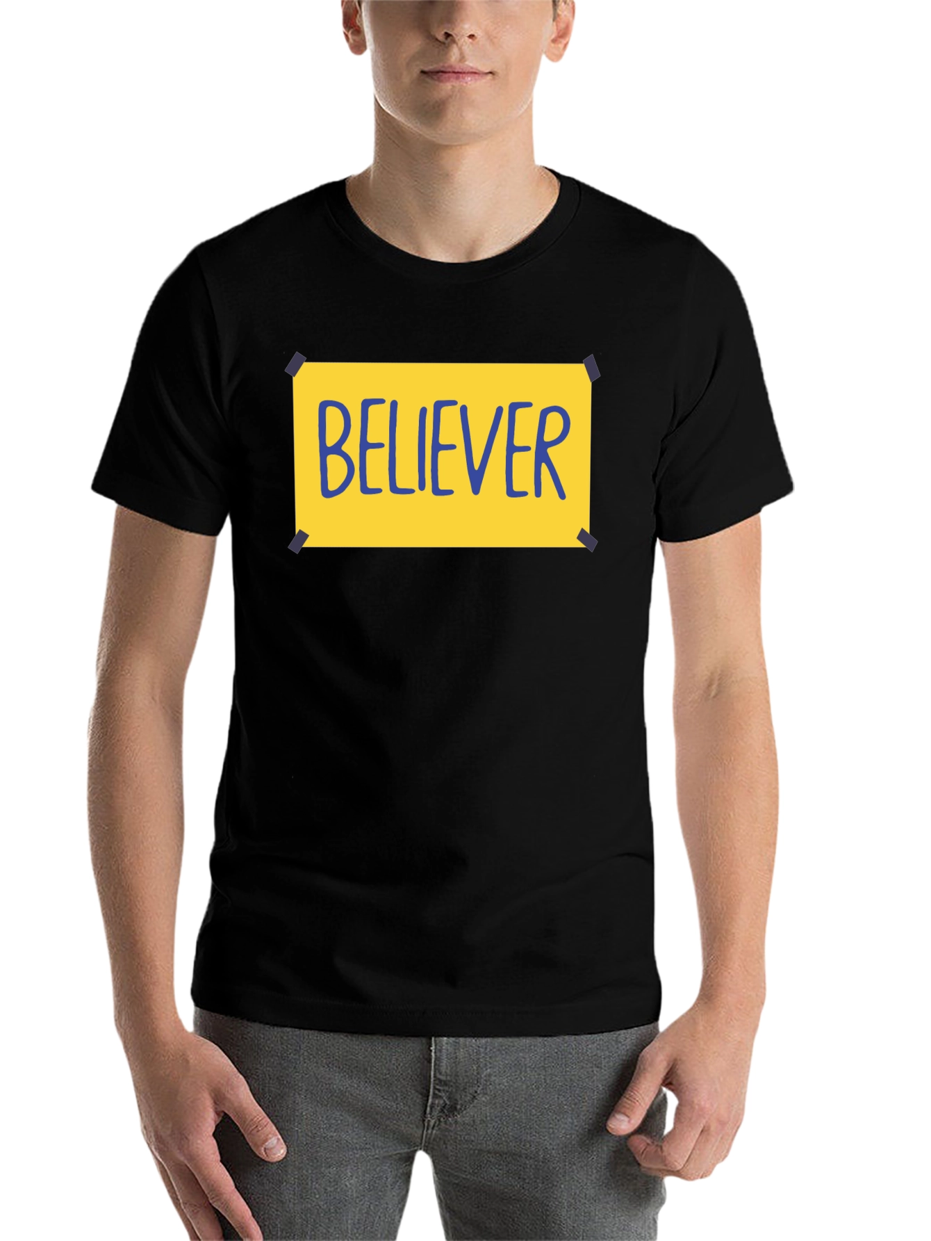 Believer Graphic Tee - Black Crew Neck T-Shirt