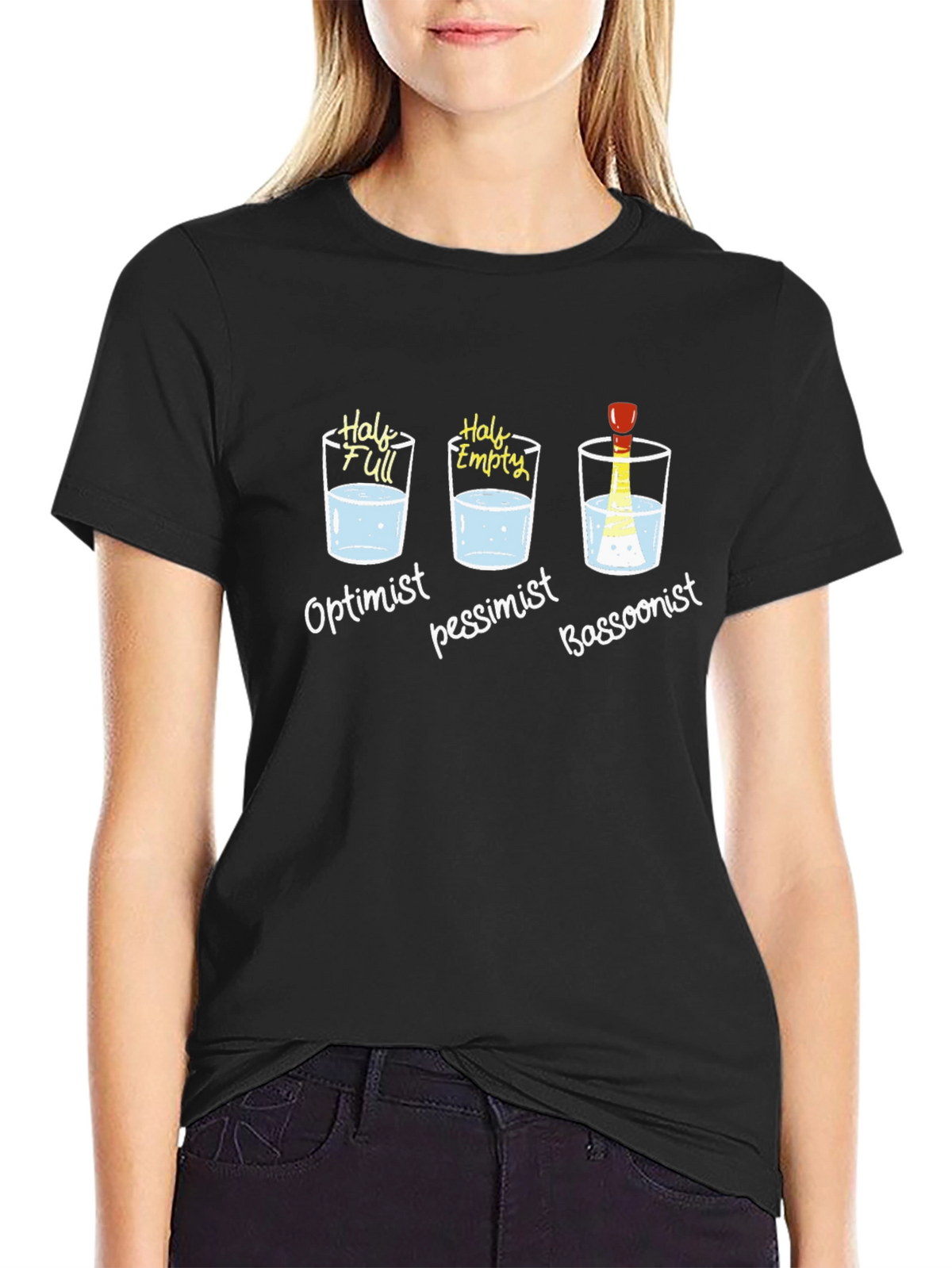 Optimist Pessimist Bassoonist T-Shirt - Funny Musician Tee