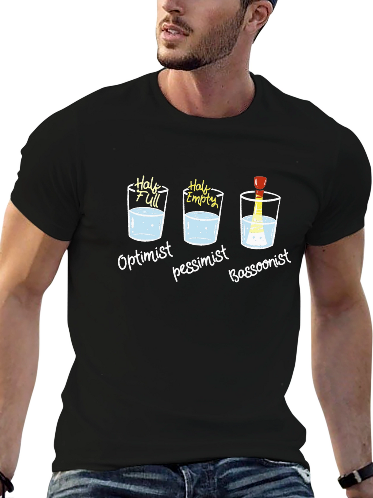 Optimist Pessimist Bassoonist T-Shirt - Funny Musician Tee