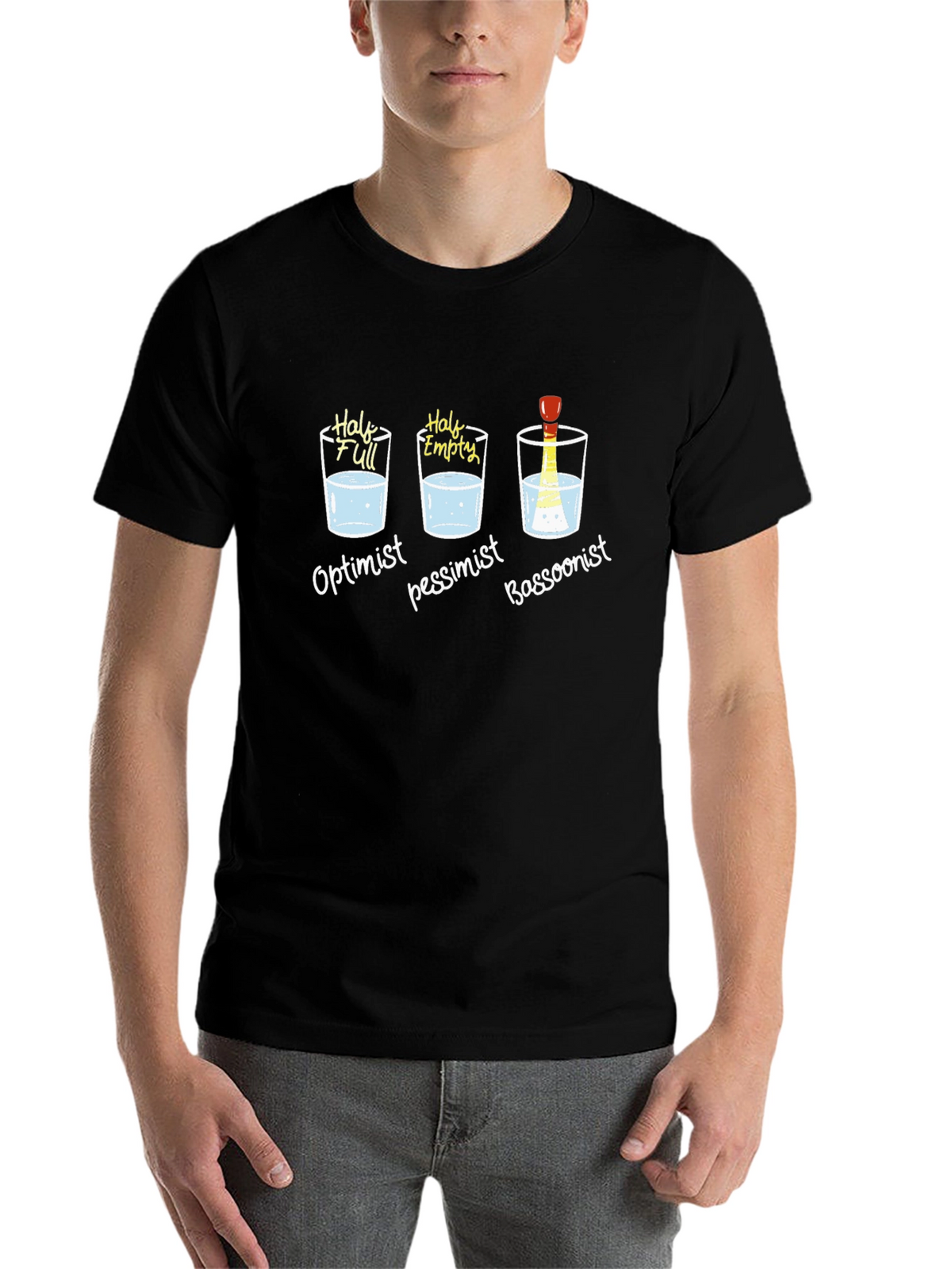 Optimist Pessimist Bassoonist T-Shirt - Funny Musician Tee