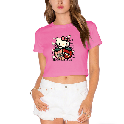 Heart Mirror Hello Kitty Trendy Y2K Crop Tee