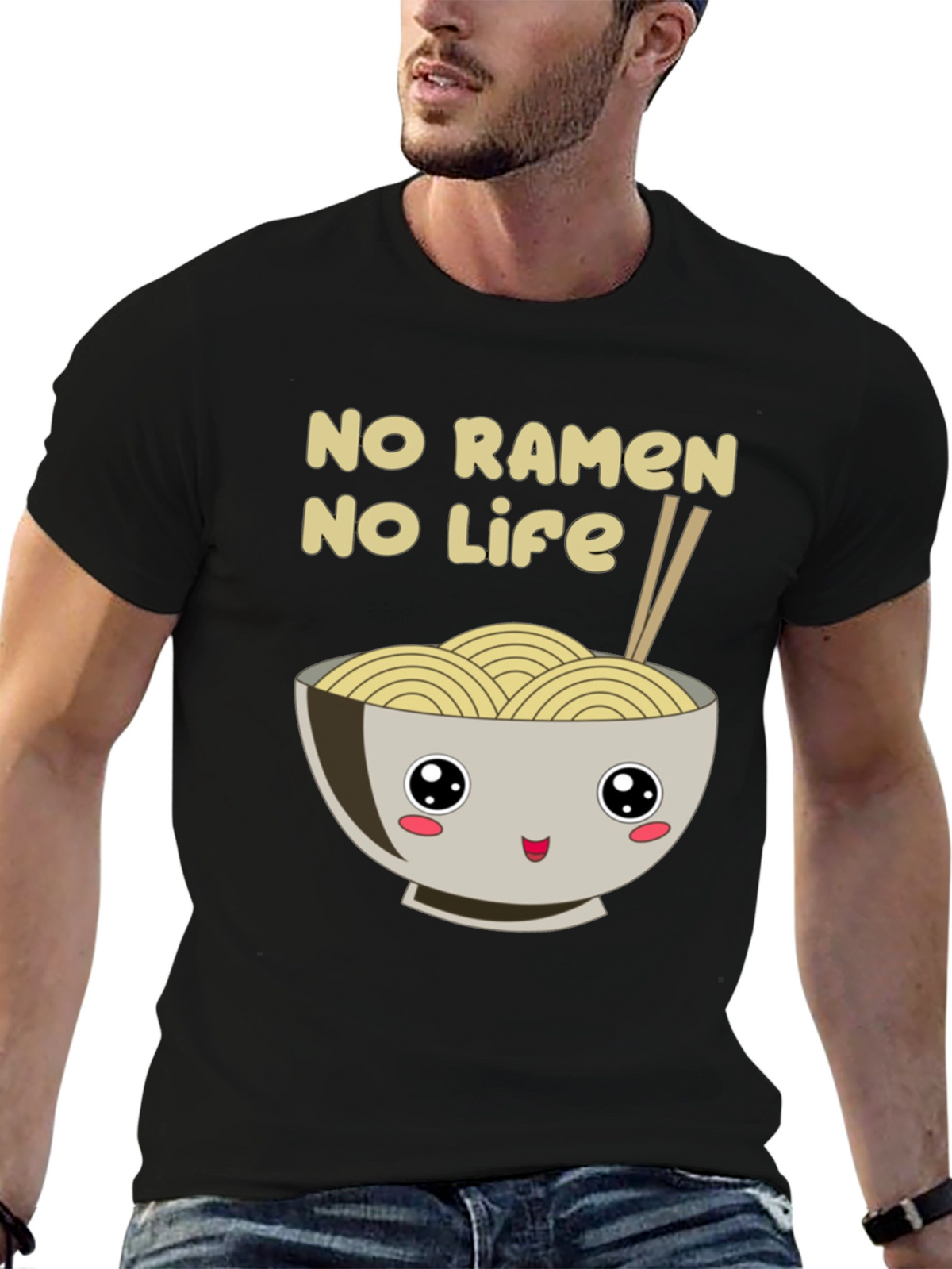 No Ramen No Life Black T-Shirt