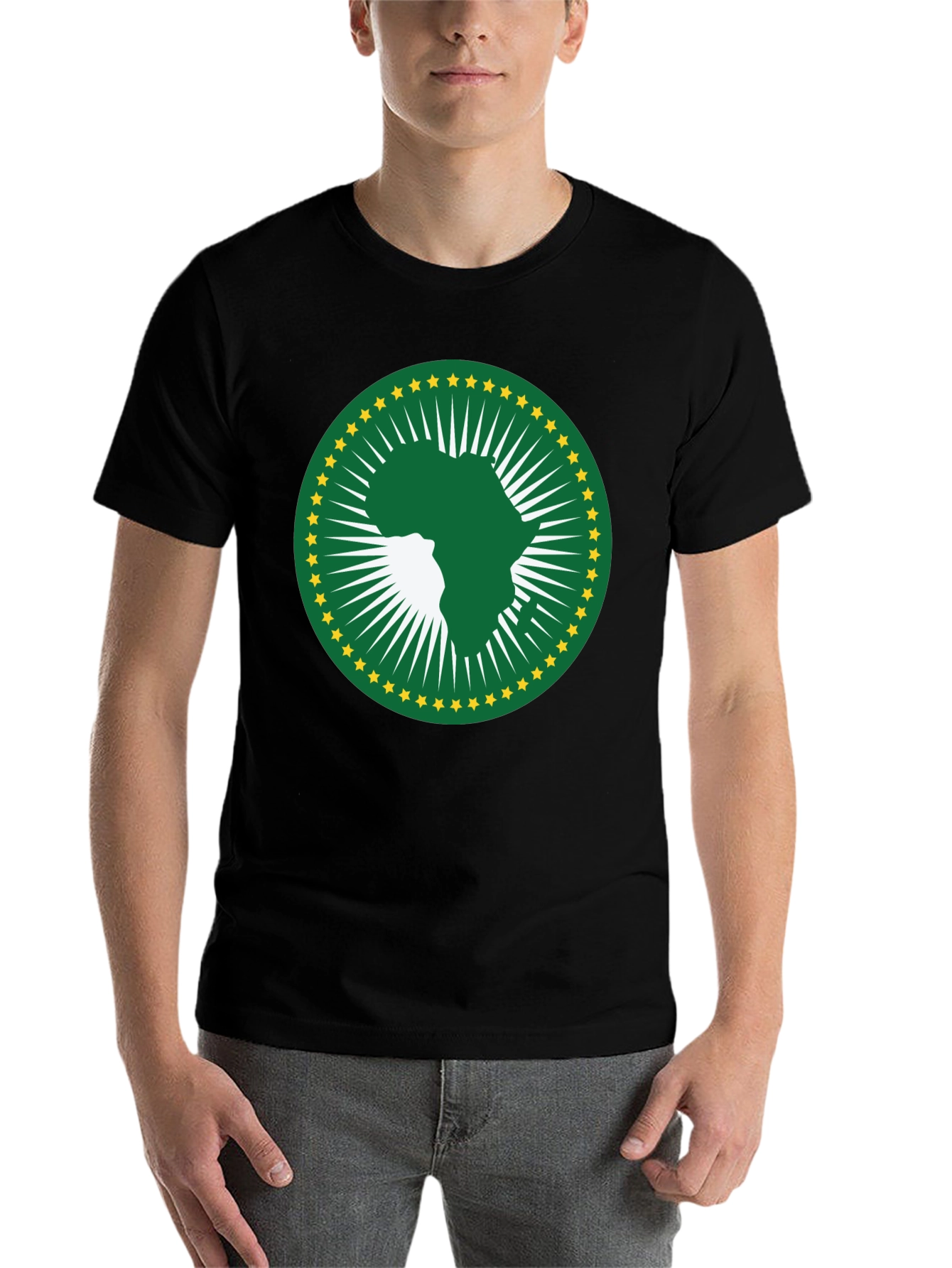 African Union T-Shirt - Green & Gold Africa Logo