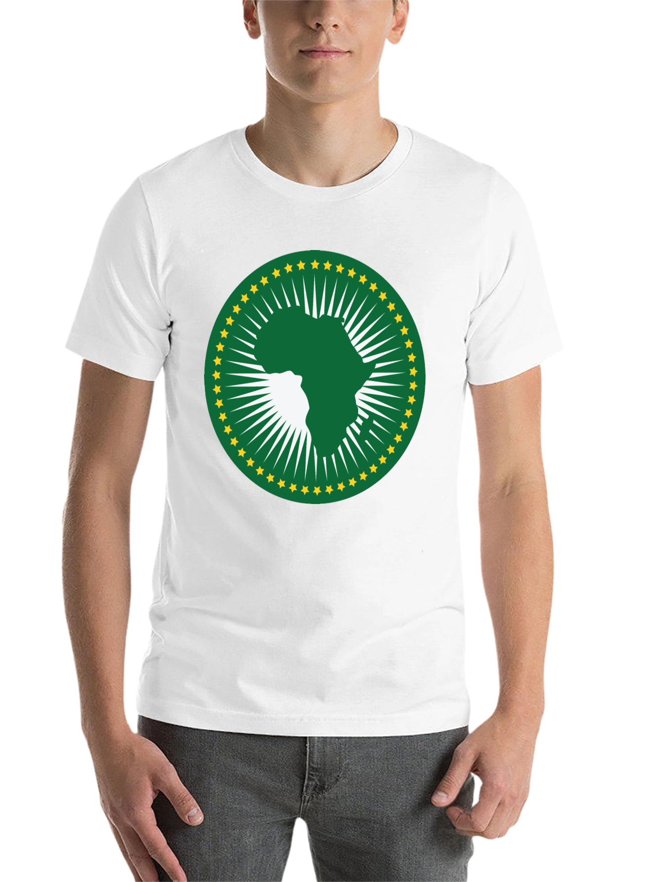 African Union T-Shirt - Green & Gold Africa Logo