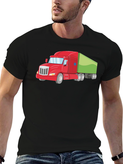 Truck Graphic Tee - Black Cotton T-Shirt