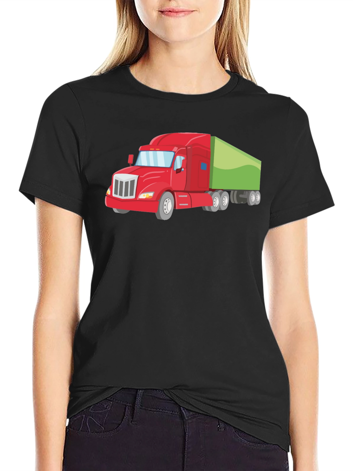 Truck Graphic Tee - Black Cotton T-Shirt