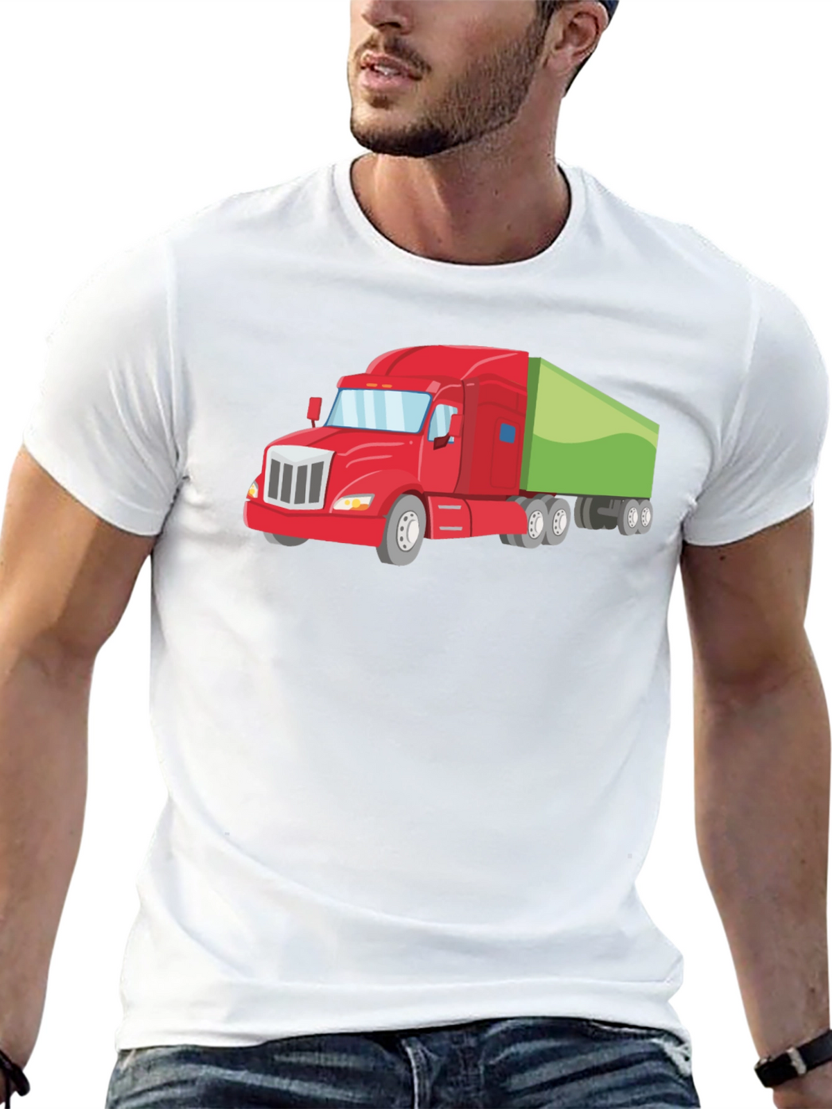 Truck Graphic Tee - Black Cotton T-Shirt
