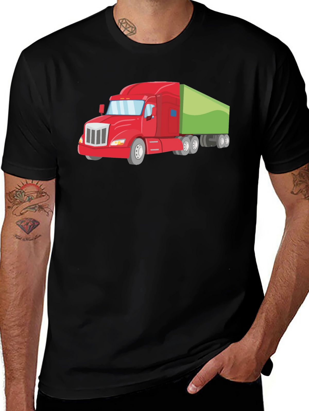 Truck Graphic Tee - Black Cotton T-Shirt