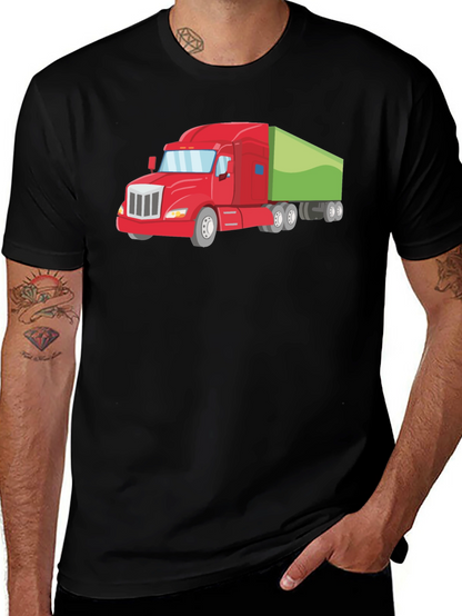 Truck Graphic Tee - Black Cotton T-Shirt