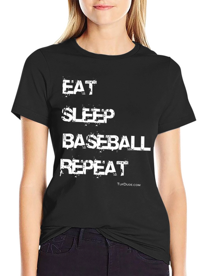 Eat Sleep Baseball Repeat Black Graphic Tee