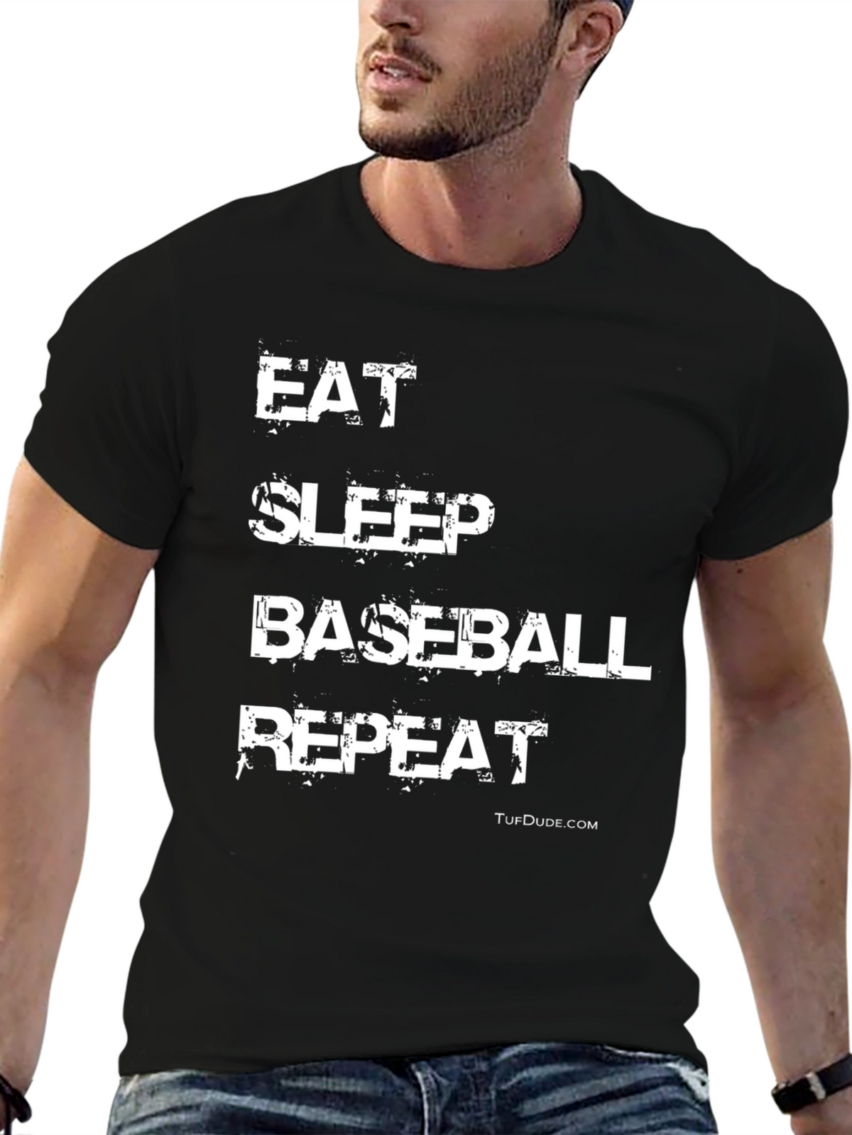 Eat Sleep Baseball Repeat Black Graphic Tee