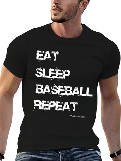 Eat Sleep Baseball Repeat Black Graphic Tee