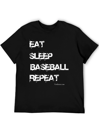 Eat Sleep Baseball Repeat Black Graphic Tee