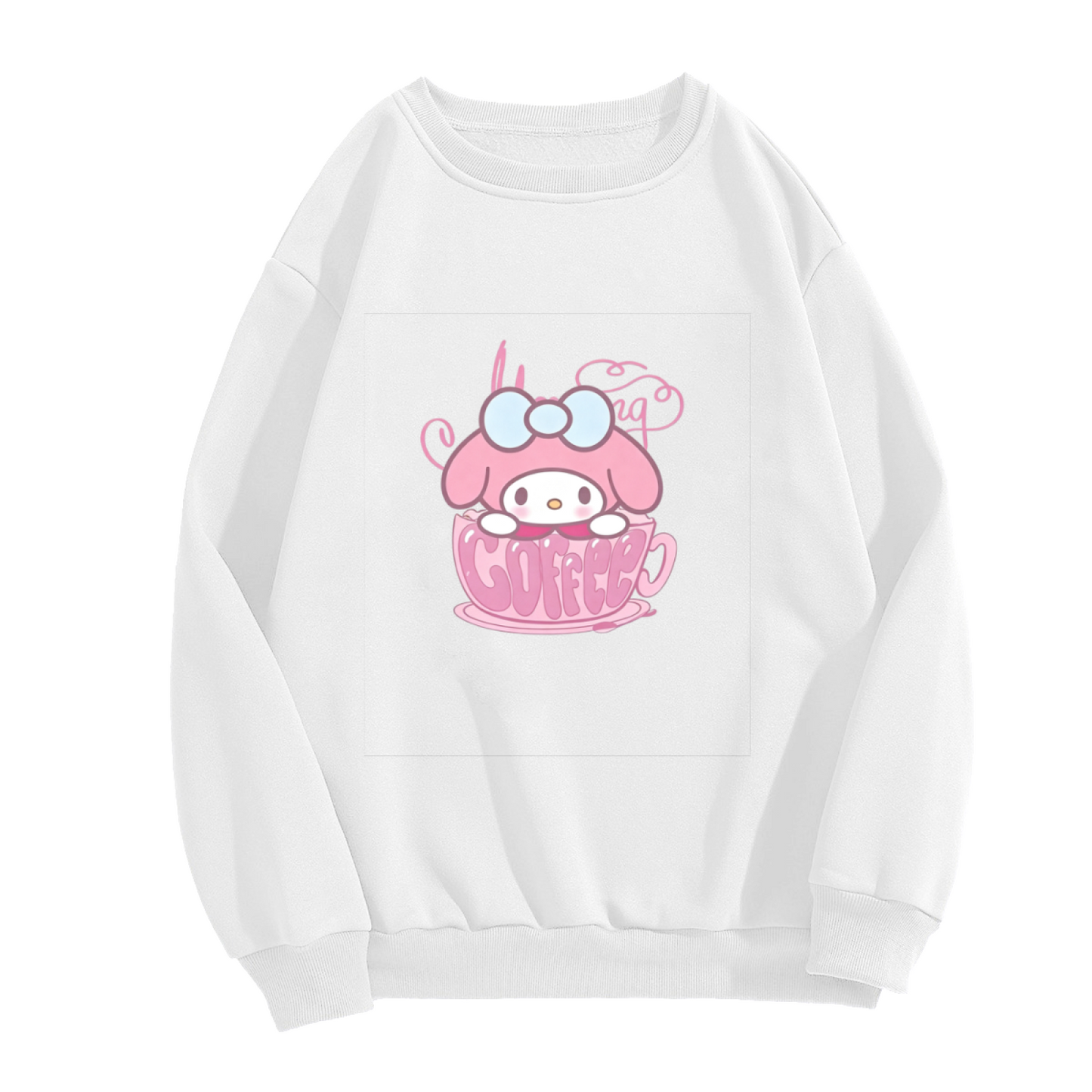 Cute My Melody Inside Coffee Cup Pink Crewneck Sweatshirt