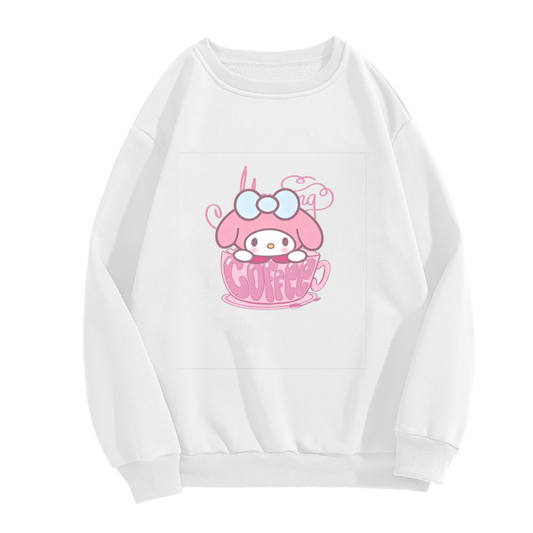 Cute My Melody Inside Coffee Cup Pink Crewneck Sweatshirt
