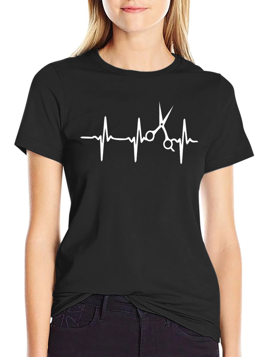 Heartbeat Scissor Graphic Tee - Barber Stylist T-Shirt