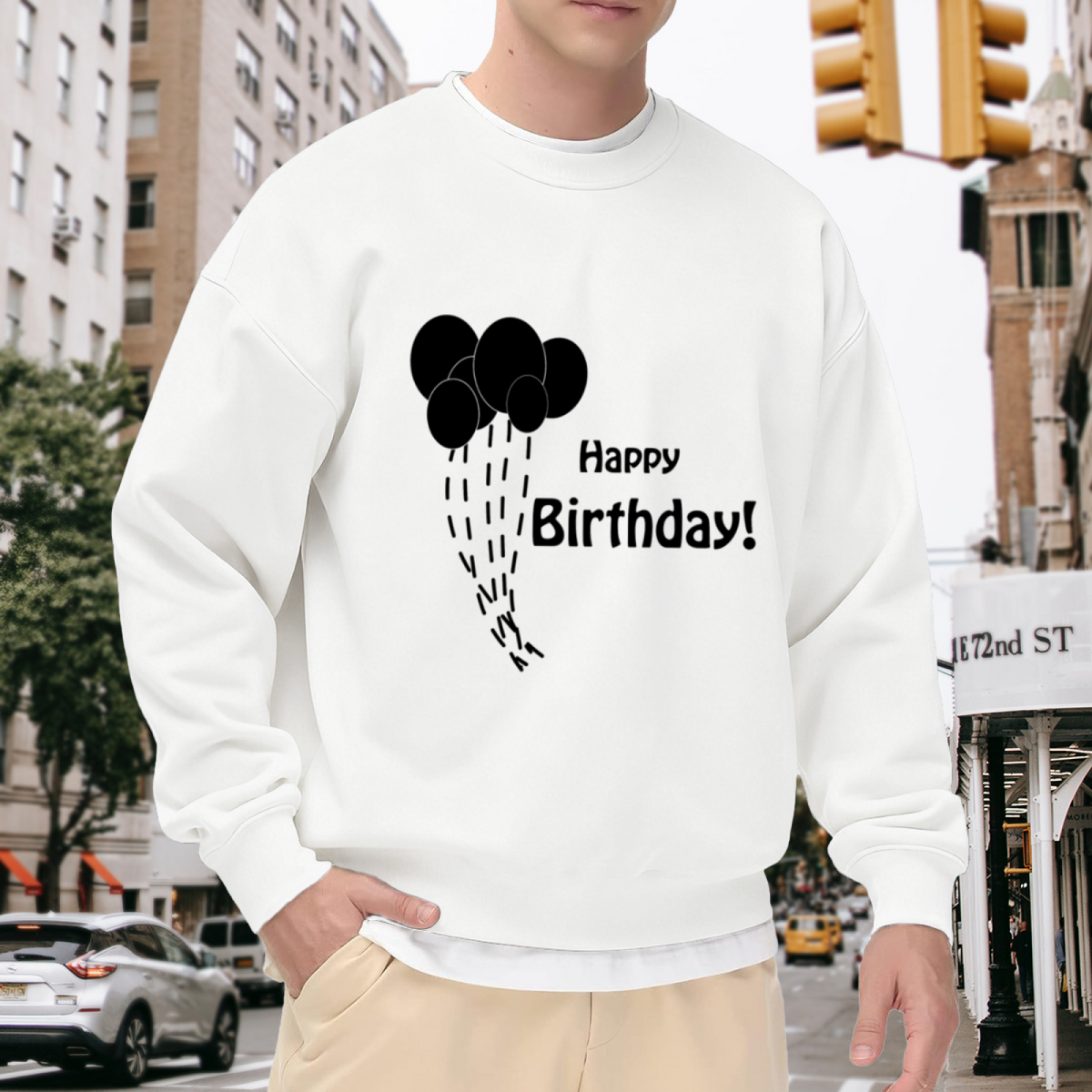 Happy Birthday Balloons Crewneck Sweatshirt, Minimalist Balloon Pullover, Birthday Gift