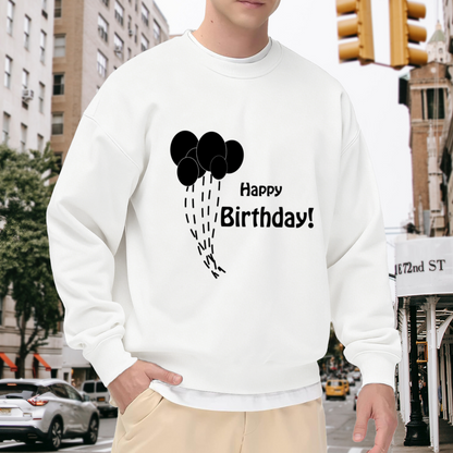 Happy Birthday Balloons Crewneck Sweatshirt, Minimalist Balloon Pullover, Birthday Gift
