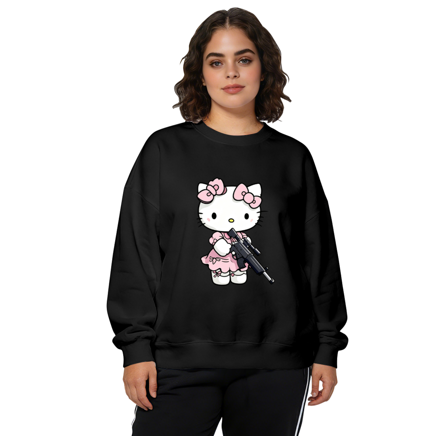 Fashion Versatile Solid Casual Crewneck Sweatshirt
