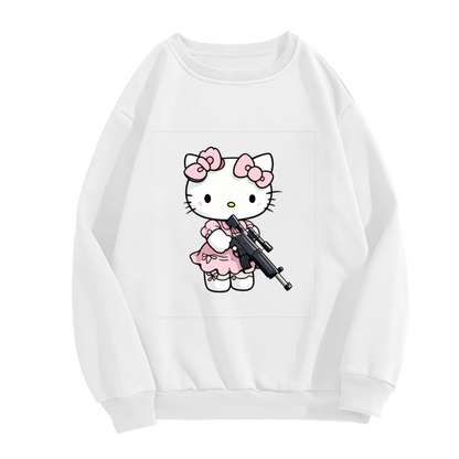 Fashion Versatile Solid Casual Crewneck Sweatshirt
