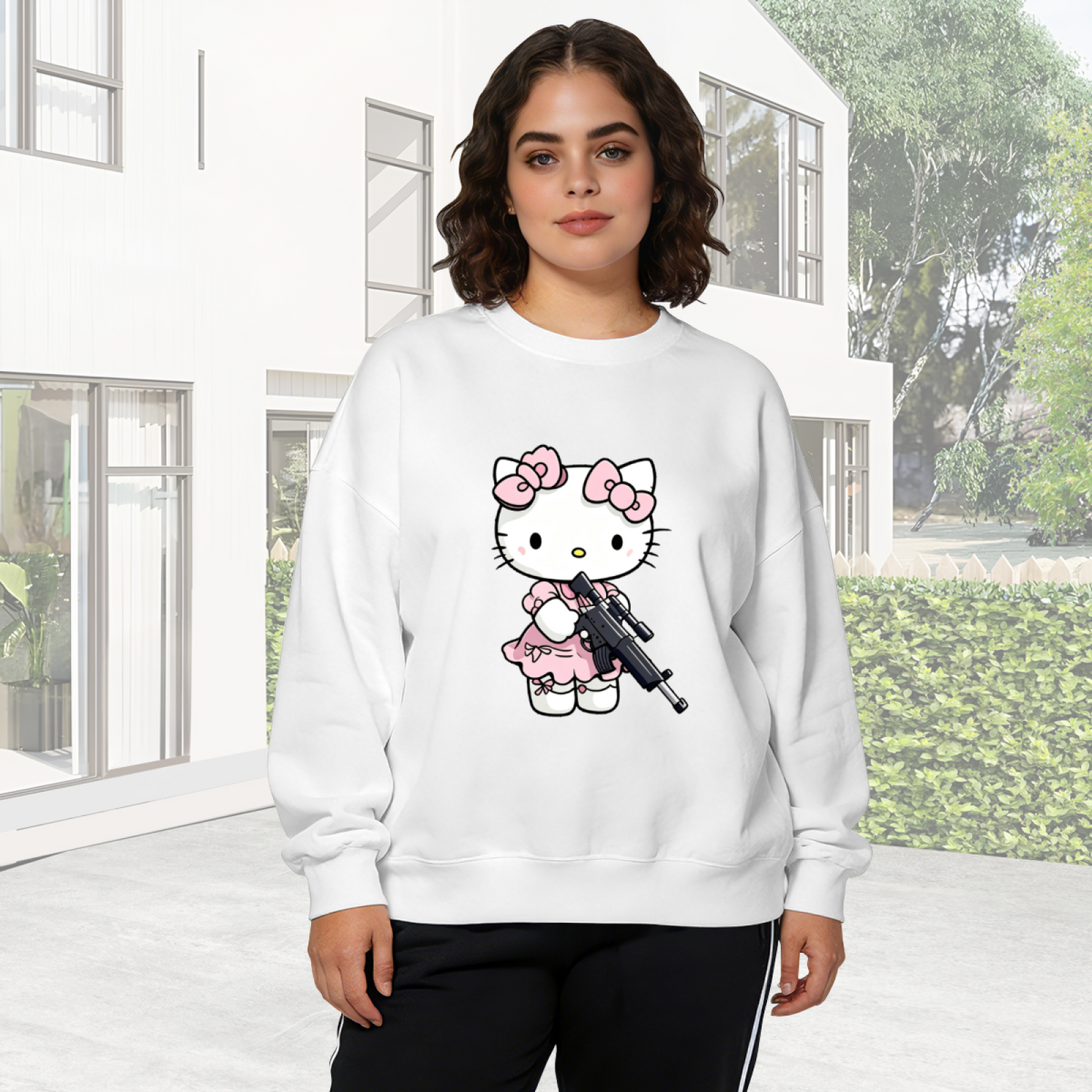 Fashion Versatile Solid Casual Crewneck Sweatshirt