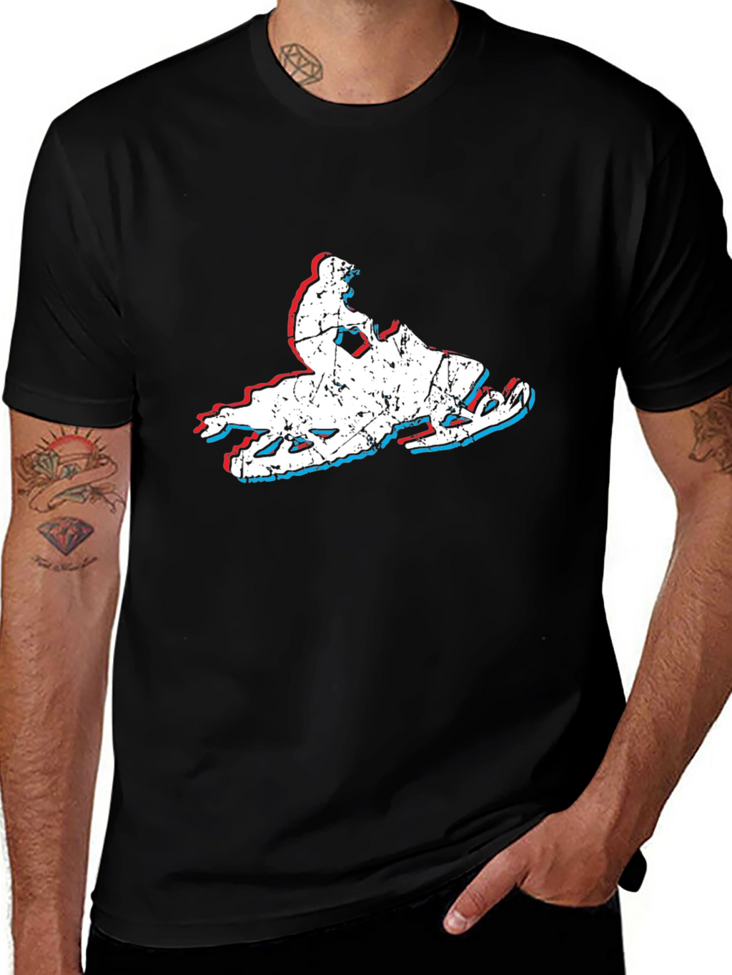 Retro Snowmobile T-Shirt - Distressed Graphic