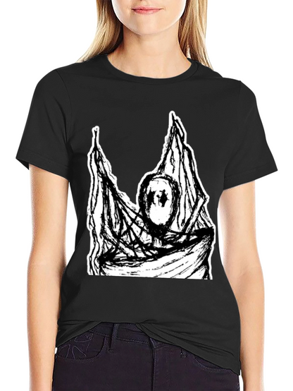 Black T-Shirt with Abstract Graphic Print