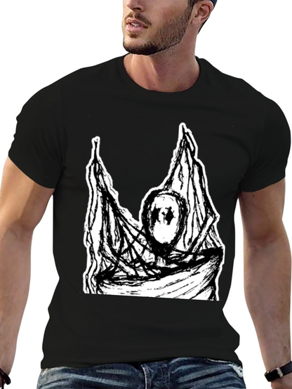 Black T-Shirt with Abstract Graphic Print