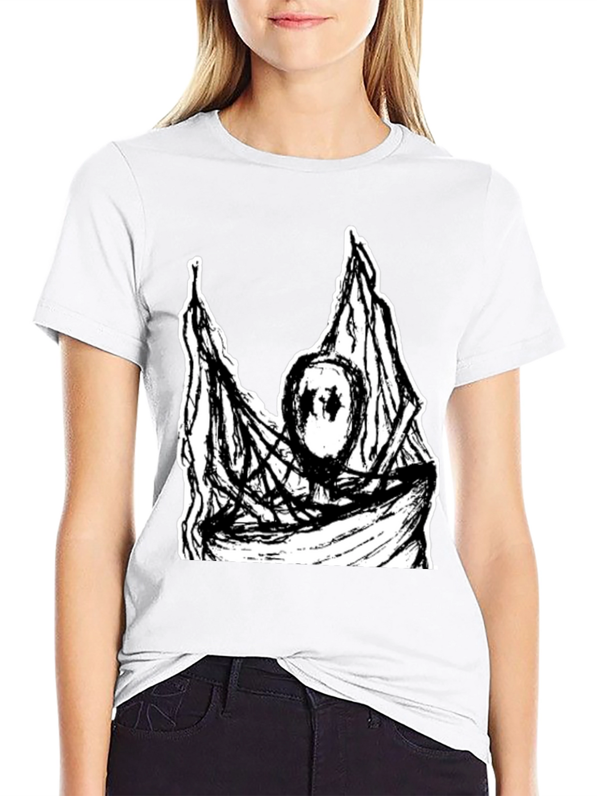 Black T-Shirt with Abstract Graphic Print