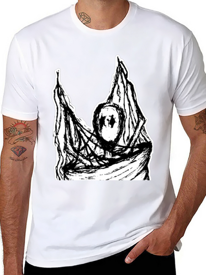 Black T-Shirt with Abstract Graphic Print