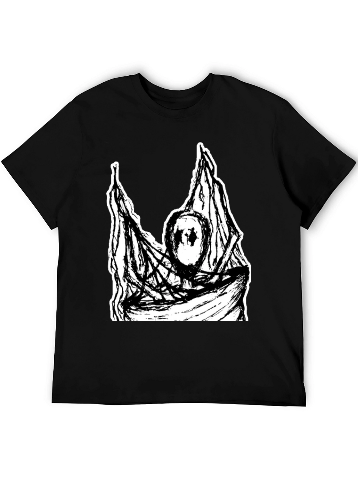 Black T-Shirt with Abstract Graphic Print