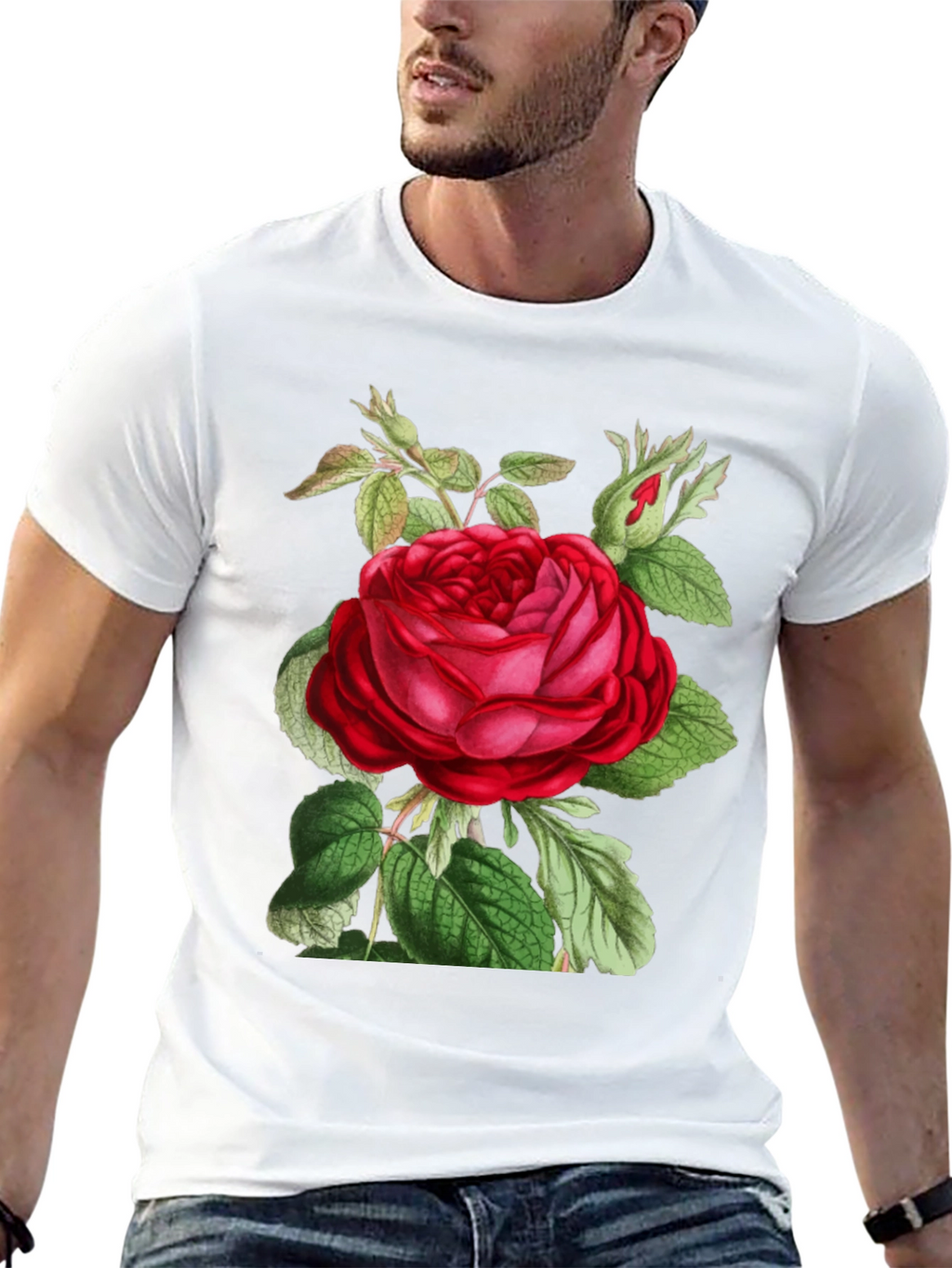 Red Rose Graphic T-Shirt - Botanical Design