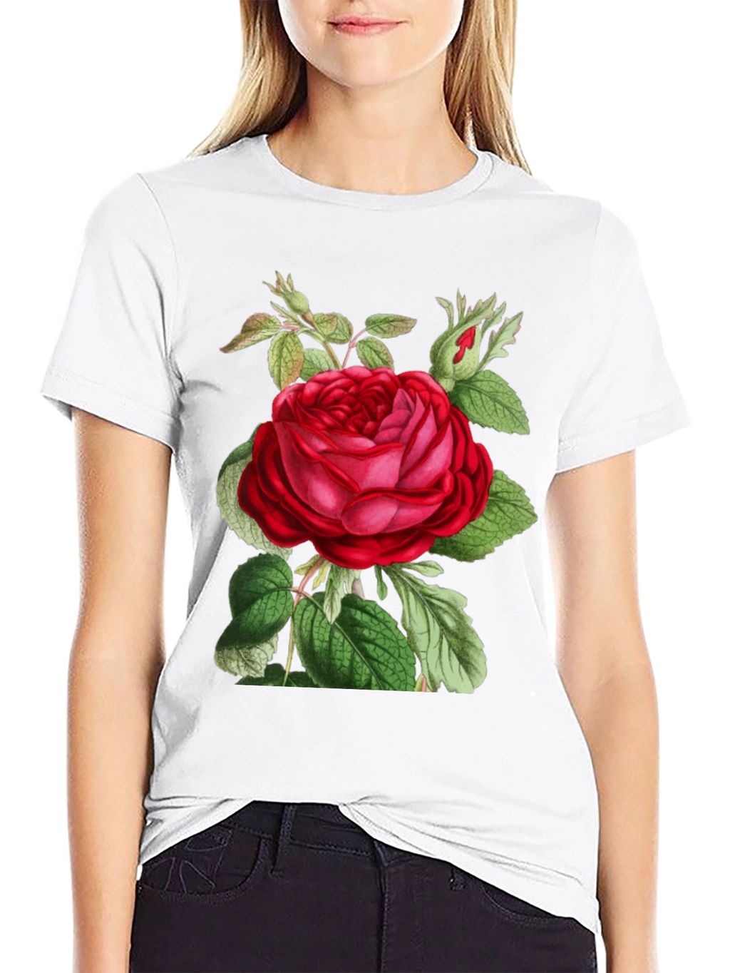 Red Rose Graphic T-Shirt - Botanical Design
