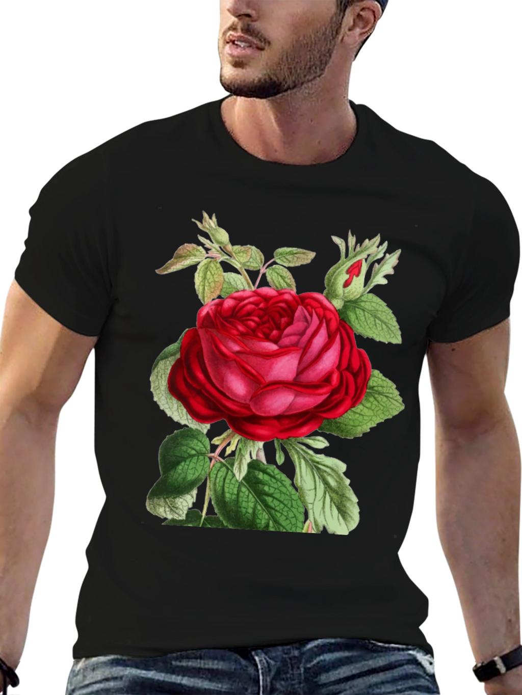 Red Rose Graphic T-Shirt - Botanical Design