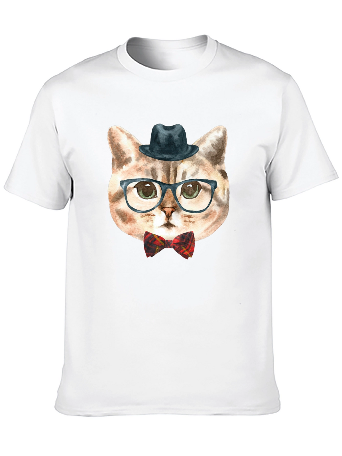 Hipster Cat Graphic Tee - Funny Novelty T-Shirt
