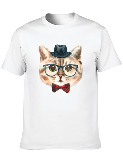 Hipster Cat Graphic Tee - Funny Novelty T-Shirt