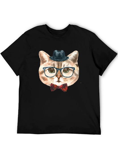 Hipster Cat Graphic Tee - Funny Novelty T-Shirt