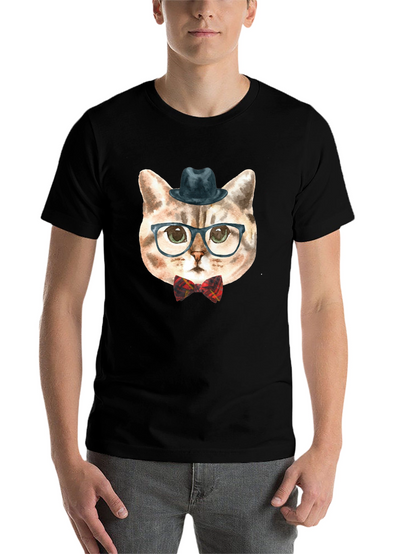 Hipster Cat Graphic Tee - Funny Novelty T-Shirt