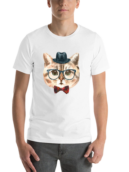 Hipster Cat Graphic Tee - Funny Novelty T-Shirt