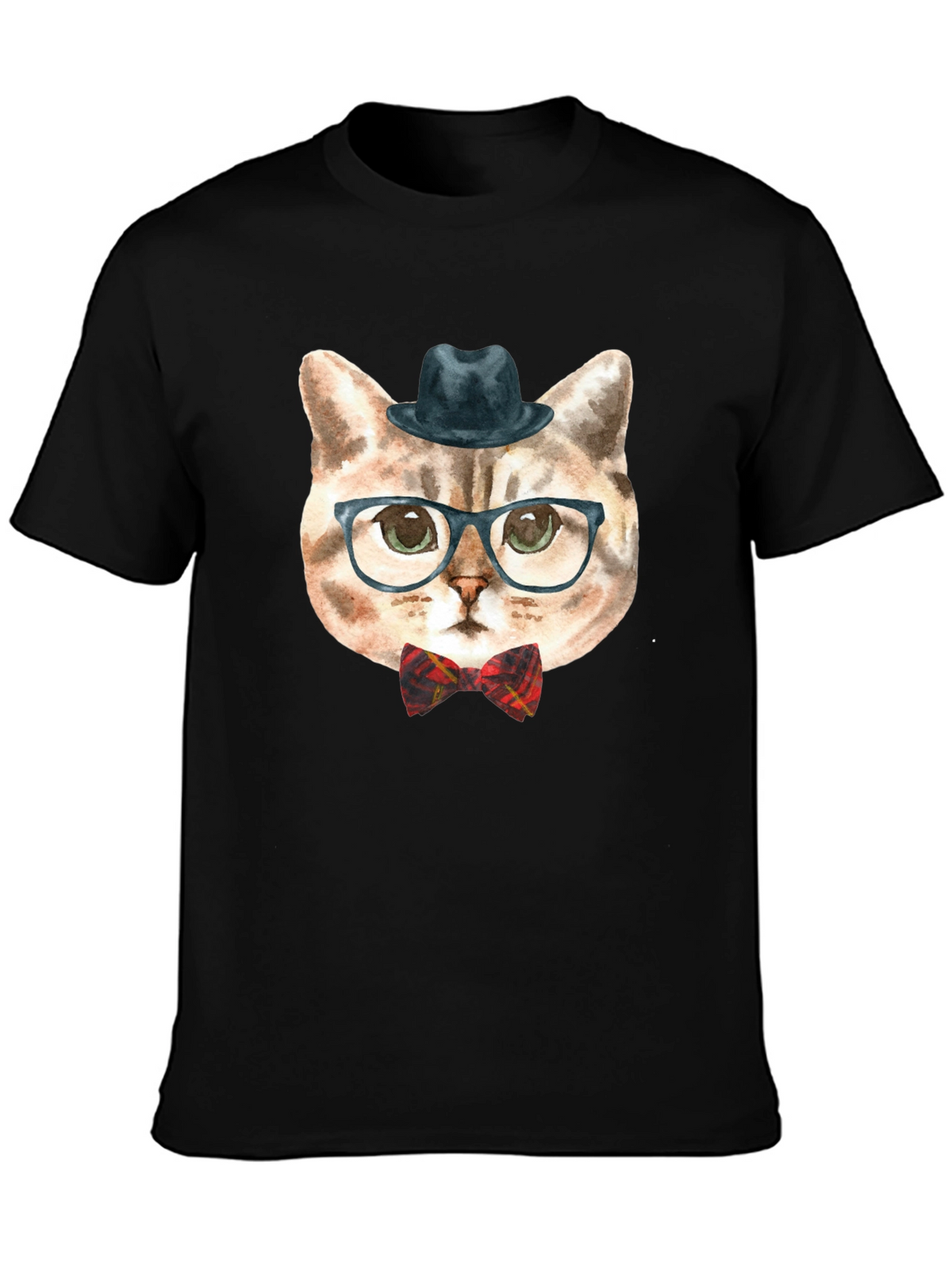 Hipster Cat Graphic Tee - Funny Novelty T-Shirt
