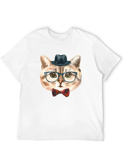 Hipster Cat Graphic Tee - Funny Novelty T-Shirt