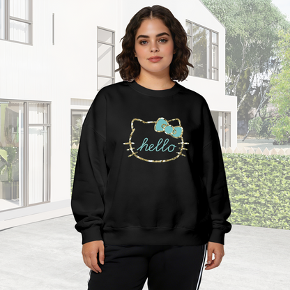 Glitter Outline Hello Kitty Cute Graphic Crewneck Sweatshirt