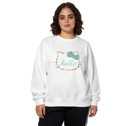 Glitter Outline Hello Kitty Cute Graphic Crewneck Sweatshirt