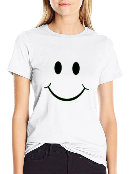 Neon Green Smiley Face Black T-Shirt