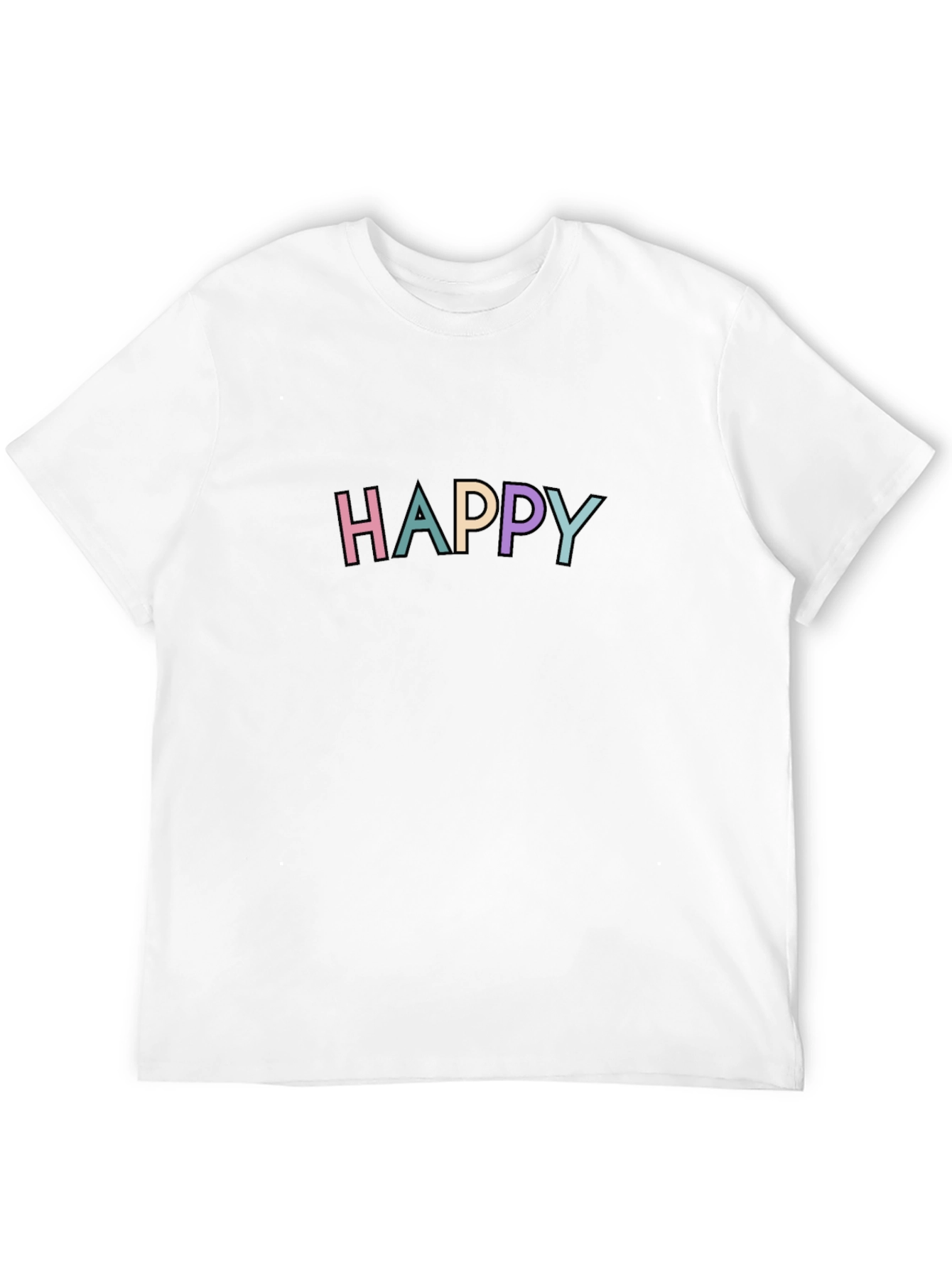 Happy Graphic Print Black Crew Neck T-Shirt
