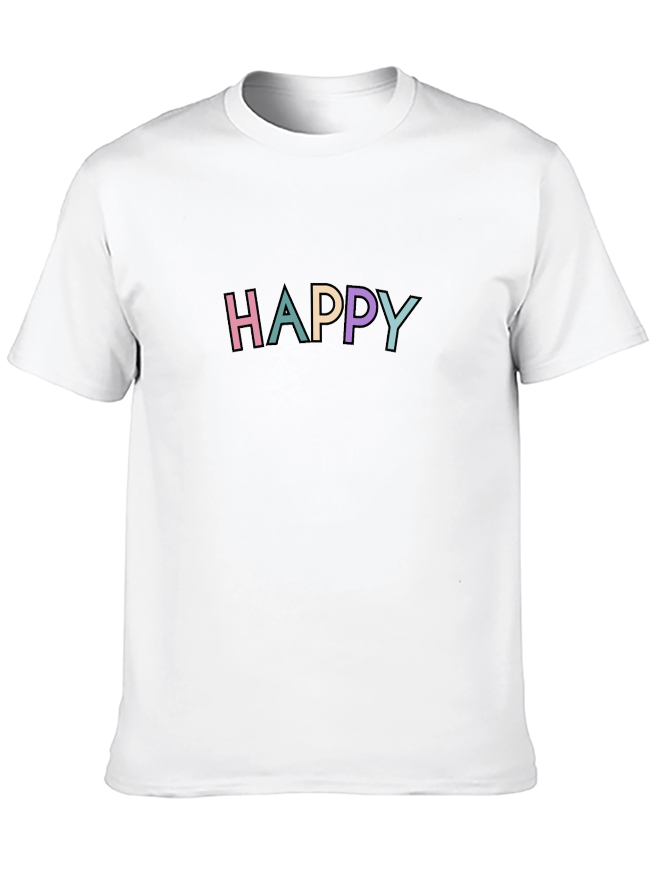 Happy Graphic Print Black Crew Neck T-Shirt
